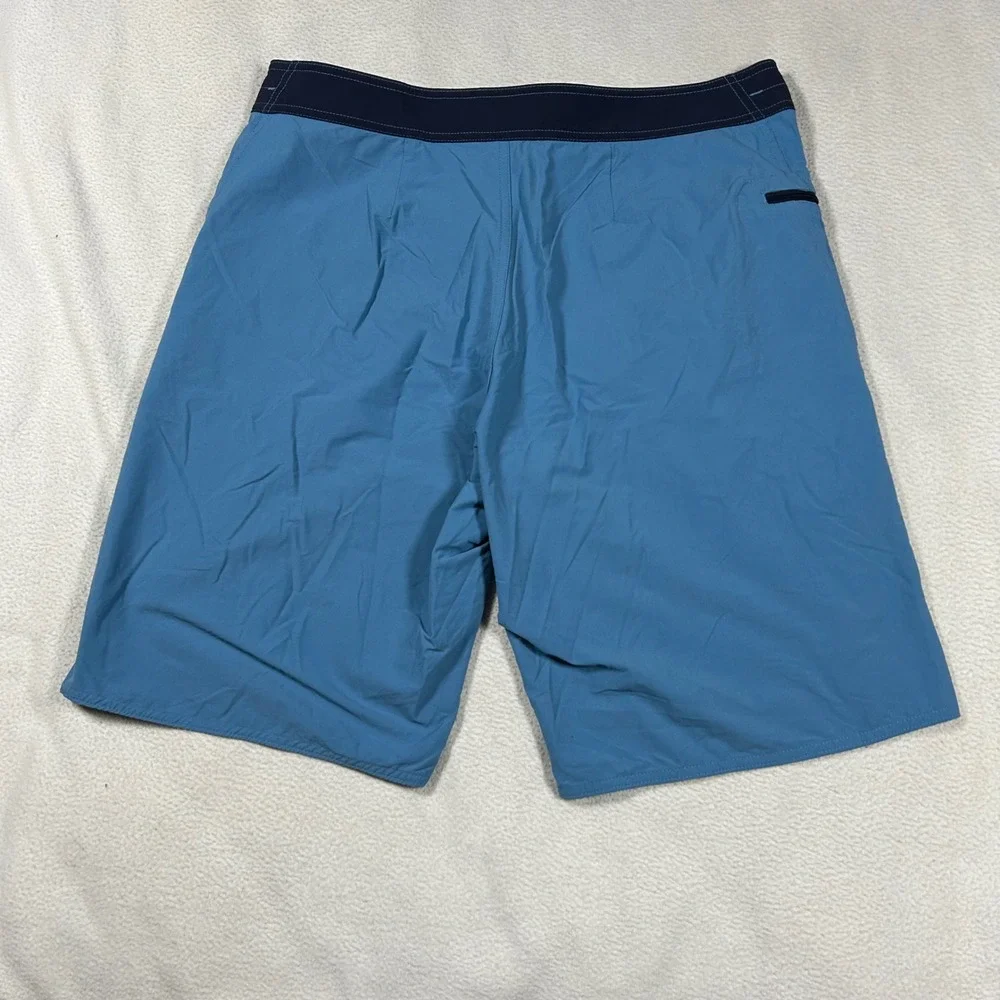 Patagonia Board Shorts Mens 34 Blue BC‎ Patch Zipper Pocket Swim Trunks